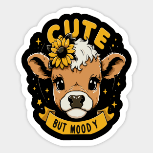 Cute But Moody Cow Sticker